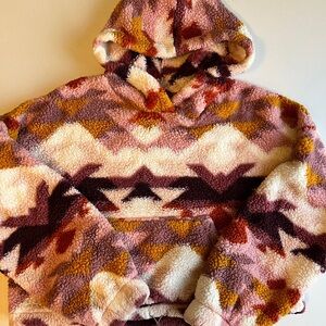 Aeropostale Womens Aztec Sherpa Patterned Fleece Hoodie Pullover Sweater